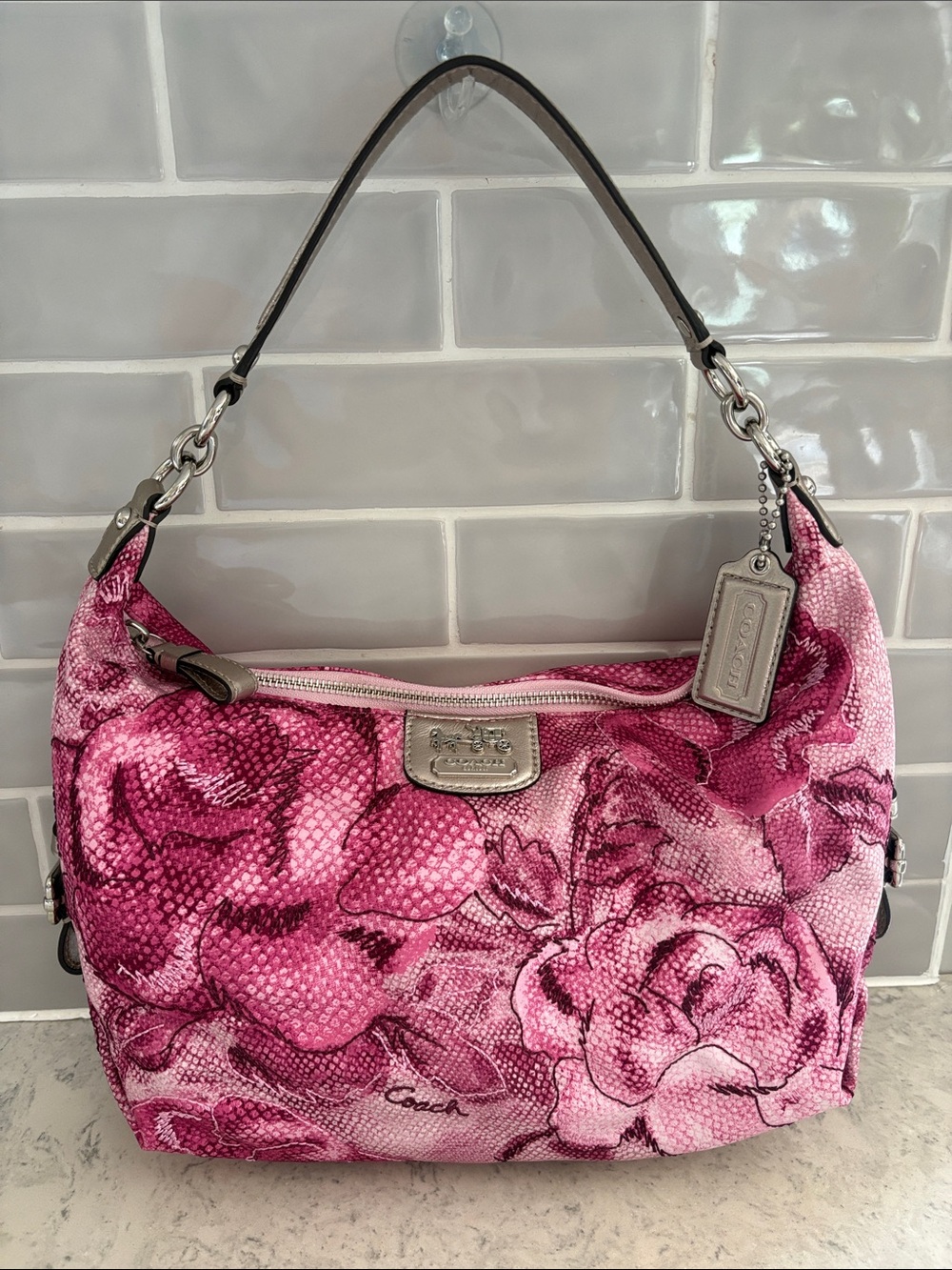 Rare ~ COACH MADISON Maggie PINK shoulder purse A1271-19644